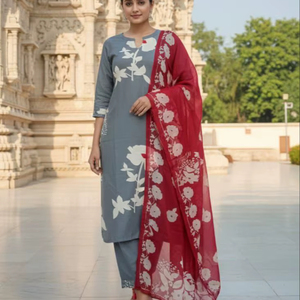 New Designer Party Wear Slub Cotton Fabric With All Over Printed Design - Product Image 1