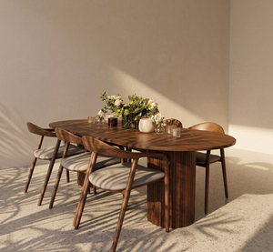 Modern Oval Wooden <b>Dining</b> <b>Table</b> with 6 Chairs Midcentury Design Stable Home Furniture for <b>Dining</b> Room - Product Image 2