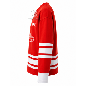 Delta |   Sigma |   Camiseta de Hockey sobre Hielo Theta Sorority, Roja y Blanca, de Malla de Poliéster, Absorbente de Humedad, para Rendimiento Atlético - Product Image 3