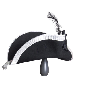Chapeau de costume Napoléon Bicorne pour adultes, chapeau en laine pour uniforme Napoléon avec dentelle tressée argentée, Bicorne à prix abordable - Product Image 2