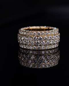 Bague de fiançailles Hip Hop de luxe à 5 rangs plaquée rhodium, sertie de diamants, cadeau idéal pour homme, passe le test du diamant - Product Image 4