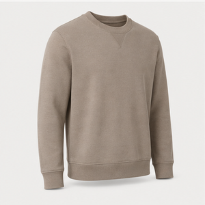 Sweat-shirt personnalisé pour homme, coupe droite classique, col rond classique avec insert en V tonal, en coton pêche, tissu éponge, MCRW-0035 - Product Image 3