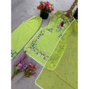 Ensemble de costume de fête Pista pour femmes NSR Designer avec broderie lourde, haut-plazzo et dupatta, taille m, 1 kg pour les occasions spéciales - Product Image 6