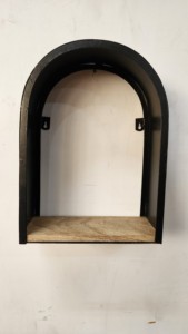 Black Arch Wall Shelf Metal Frame Wooden Base Storage - Industrial Design - Product Image 1