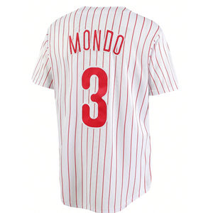 Maillots de baseball personnalisés OEM imprimés par sublimation, fabriqués en tissu mesh respirant, col en V, avec logo en twill. - Product Image 2