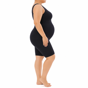<b>Women's</b> Maternity Above Knee Knitted Jumpsuit – Seamless Stretch Pregnancy Bodycon <b>Romper</b> - Product Image 3