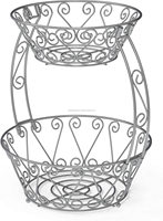 Corbeille à fruits à 2 niveaux MDI Simple Houseware pour comptoir, avec tailles personnalisables, en métal chromé durable