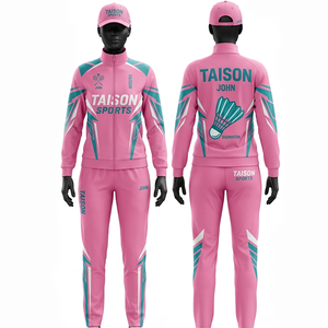 Women <b>Badminton</b> Track Suit 220 GSM Polyester Spandex Stretch Fabric Blue White Panel Design Sublimation Logo - Product Image 2