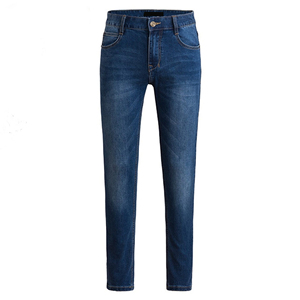 Jean en denim délavé coupe droite pour homme, taille mi-haute, en coton respirant, bleu vintage, poids moyen, haute qualité, hiver - Product Image 4