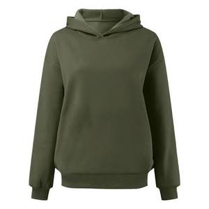 Sweat à capuche décontracté et respirant pour femme, style streetwear, en coton imperméable, délavé à l'acide, couleur unie, manches longues - Product Image 1