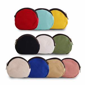 Porte-monnaie rond en toile de coton vierge à fermeture éclair, personnalisable, peint à la main, pour étudiants, mignon, vente en gros - Product Image 1