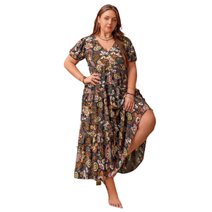 Vestido Largo Floral de Verano para Mujer, Cuello Cuadrado, Estilo Casual - Product Image 1