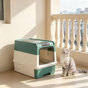 18.9 Inches Rectangle <b>Cat</b> Litter <b>Box</b> Eco-Friendly PP & ABS Material Easy Clean Durable with App Control Feature for Dogs - Product Image 3