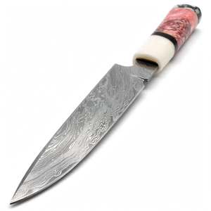 Cuchillo de Cocina Artesanal de Acero de Damasco con Mango de Resina Rosa y Hueso, Cuchillo Petty para Pelar - Product Image 3
