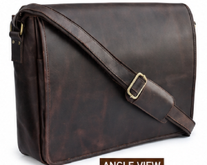 Gravs Premium Full Grain Distressed <b>Leather</b> Vintage Messenger Bag LM-02 Men's Laptop Shoulder Crossbody <b>Briefcase</b> Satchel Large - Product Image 3