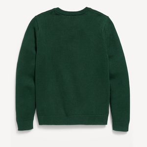 เสื้อสเวตเตอร์นักเรียนสีเขียว คอวี แขนยาว ปักโลโก้ - Product Image 3