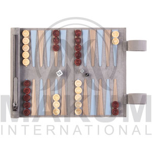 Backgammon enroulable en cuir de haute qualité, design personnalisé avec jetons noirs et blancs - Product Image 6