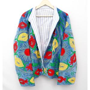 Handmade Multicolor Suzani Embroidered <b>Velvet</b> <b>Women's</b> <b>Jacket</b> 100% Cotton Eco-Friendly Quick Dry Quilted Artisan Design - Product Image 5