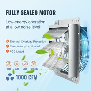 Ventilateur d'extraction mural en aluminium 12FT haute vitesse 1000 CFM avec moteur AC et volet pour ventilation et refroidissement, vert - Product Image 6
