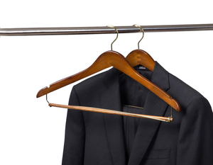 Premium Wooden Suit <b>Hangers</b> with Trouser Bar <b>Non</b> <b>Slip</b> Shoulder Notches Solid Wood Coat Jacket Shirt Garment <b>Hangers</b> for Closet - Product Image 5