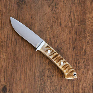 Cuchillo de caza recto de acero inoxidable con punta fija, 4 hojas, mango de cuerno de carnero de grado industrial, OEM ODM, venta al por mayor, personalizable - Product Image 5