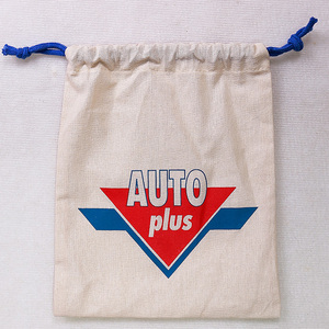 Logo personnalisé imprimé à pois réutilisable avec cordon de serrage fourre-tout sacs à provisions toile coton matériel Vietnam pour le stockage utilisation de cadeaux - Product Image 3