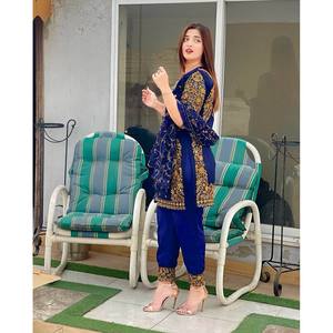 Designer Blue Polyester Free-Size Salwar Kameez <b>Top</b> Bottom and Dupatta for <b>Indian</b>/Pakistani Party Wear - Product Image 5