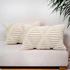 12 x 20 Inches Ivory Cotton Diamond Lumbar Cushion Cover – Decorative <b>Throw</b> Pillow, Boho Sofa & Accent <b>Chair</b> Pillow - Product Image 2
