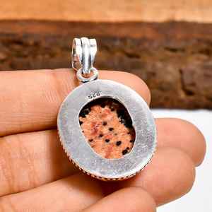 Pendentif en jaspe dalmatien, argent sterling 925, pierre précieuse unique à pois, collier artisanal, bijoux bohèmes, cadeau - Product Image 2