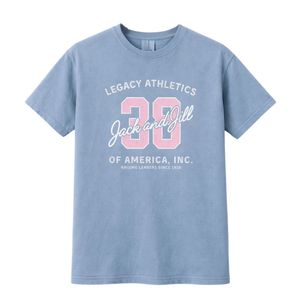 T-shirt vintage athlétique bleu clair en coton doux à col rond et manches courtes – Vêtement décontracté et tendance pour le quotidien - Product Image 1