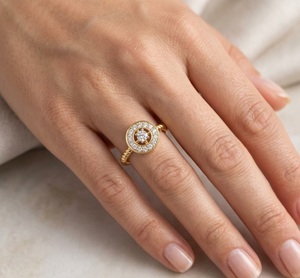 Anillo de Oro Sólido de 14K con Diamantes de Laboratorio, Diseño de Brújula, Anillo Celestial con Banda de Cuerda, Medallón de Estrella del Norte, Joyería Náutica - Product Image 5