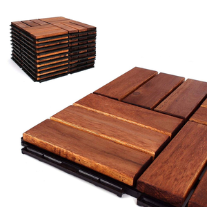 Dalles de terrasse en teck les plus vendues, emboîtables, pour jardin extérieur, design rustique, résistantes aux intempéries, panneaux en bois massif - Product Image 4