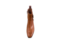 Bottines à plateforme rétro en cuir véritable marron avec fermeture éclair, sangle à boucle, talon carré, bout rond, pour l'automne