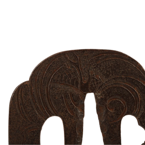 Tsuba antique poli de la période Edo japonaise, en fer, motif dragon, forme irrégulière, garde de sabre non marqué, objet d'art et de collection - Product Image 6