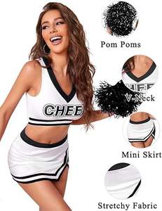 Tenues de pom-pom girl personnalisées en tissu respirant pour filles, ensembles de costumes de cheerleading pour jeunes, vêtements de déguisement pour femmes - Product Image 6