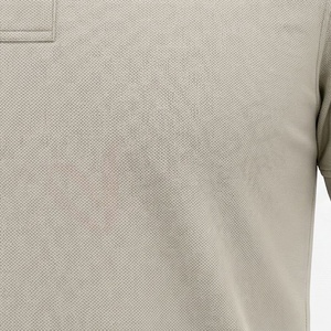 Polo en coton Oxford à manches courtes beige pour homme, décontracté, respirant, coupe classique, design uni, tissu tissé - Product Image 5