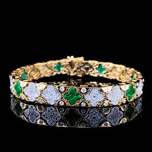 กำไลข้อมือทองคำชุบ 14KT ประดับเพชรธรรมชาติ 2.47 กะรัต สี EF ทรงบริลเลียนท์ ความสะอาด VVS VS รับรองโดย IGI เครื่องประดับหรูหราสำหรับผู้หญิง - Product Image 1