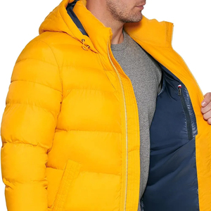 Men's Hooded Polyester Puffer Jacket 100% Nylon Insulated <b>Waterproof</b> Windproof <b>Warm</b> Outerwear Front Custom Bulk Collection - Product Image 6