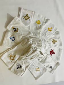 Guantes Masónicos Blancos con Símbolo Azul, Diseño Personalizado, Transpirables, Duraderos, de Algodón, Largos hasta la Muñeca, para Uso Diario, Deportes, para las Cuatro Estaciones - Product Image 6