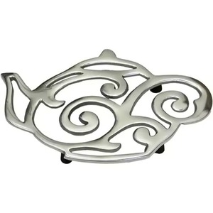 Trivets silver <b>metal</b> <b>teapot</b>-shaped scrollwork trivet heat insulation mat for tea pots and hot dishes trivets - Product Image 1