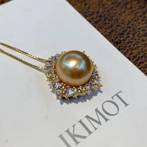 Accessoire 30192DIY pour femmes, pendentif en argent S925 avec perles de 11-12 mm et support vide pour pendentifs de collier en pierres précieuses - Product Image 2