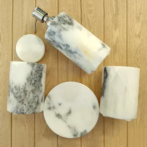 Elegant White Marble Luxury <b>Bathroom</b> <b>Accessories</b> <b>Set</b> Eco-Friendly & Durable for Home and Restaurant Use - Product Image 2