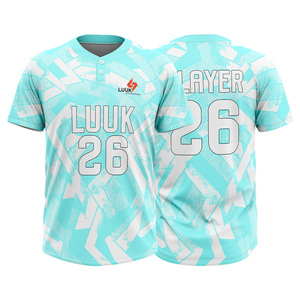 เสื้อเบสบอลพรีเมียมแบบซับลิเมชั่น 2 กระดุม แขนสั้น น้ำหนักเบา แห้งเร็ว รับผลิตตามสั่งสำหรับทีมกีฬา ขายส่ง OEM - Product Image 3