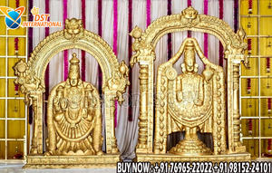 Estatua de Tirupati Balaji Lakshmi para Decoración de Bodas, Estatuas de FRP del Señor Venkateswara y Padmavathi, Decoración para Mandap de Bodas del Sur de la India - Product Image 3
