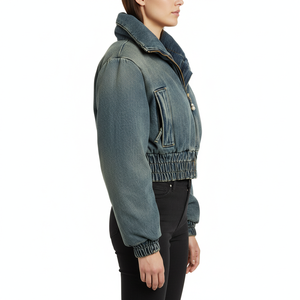 เสื้อแจ็คเก็ตยีนส์ผู้หญิง พิมพ์ลาย แห้งเร็ว รับผลิตตามแบบ OEM ขายส่ง - Product Image 4