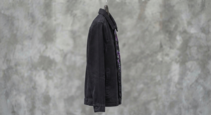 Chaqueta Bomber de Mezclilla Negra con Bordado Floral, para Mujer, con Botones al Frente, Manga Larga, Informal, para Todas las Temporadas - Product Image 4