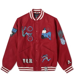 Custom Embroidery Varsity <b>Jacket</b> Red Letterman Baseball Bomber <b>Jacket</b> for <b>Men</b> Women Vintage Streetwear Graphic Patchwork Coat - Product Image 1