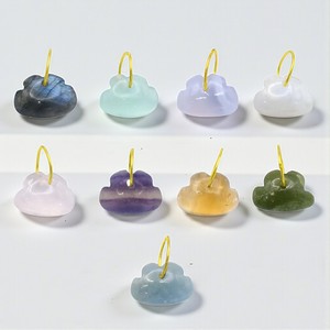 Abalorios de Ágata Azul Natural en Forma de Nube con Aro Dorado, Hechos a Mano, Piedras Semipreciosas para Joyería - Product Image 4