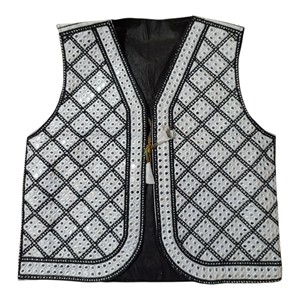 Gilet brodé pour hommes afghans, col en V, motif géométrique à paillettes, vêtement d'extérieur en polyester, tenue formelle - Product Image 1