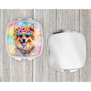 Pomarian Hippie Dawg, espejo de maquillaje de mano plegable compacto, espejo decorativo de viaje portátil para mujeres y niñas, regalo de tamaño de bolsillo - Product Image 4